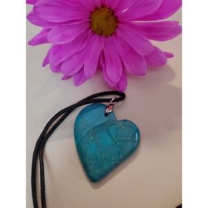 Teal Vein heart stone necklace boho love
